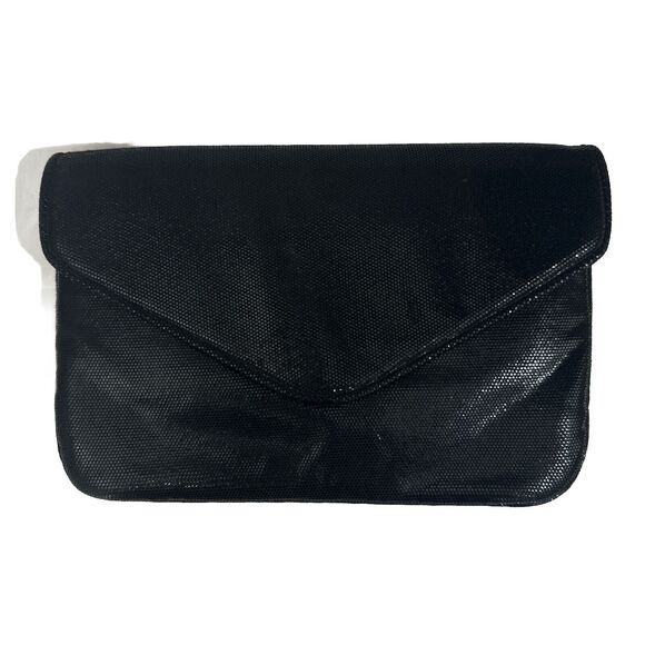 VINTAGE Frenchy of California Black Evening Envelope Clutch Sparkly Shiny - Picture 14 of 14
